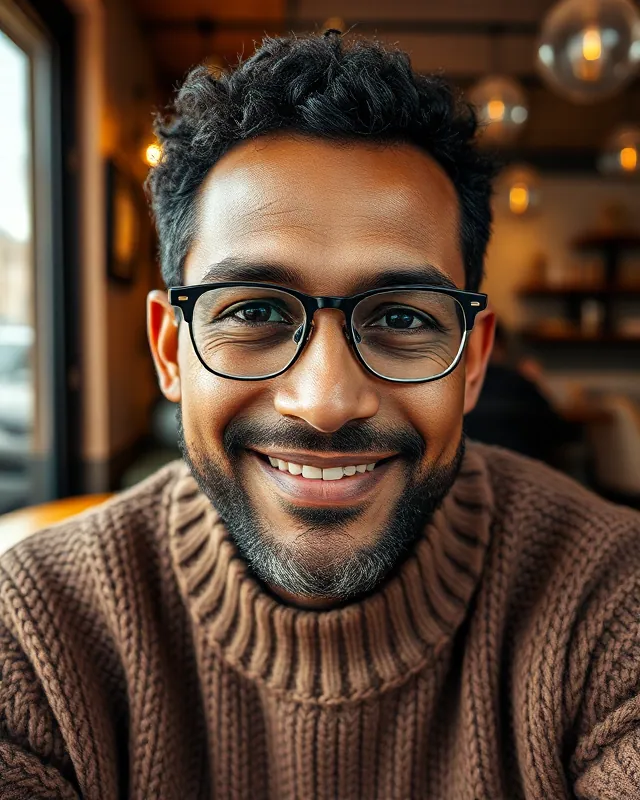 Café regular: example AI influencer portrait