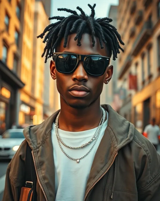 Street luxe: example AI influencer portrait